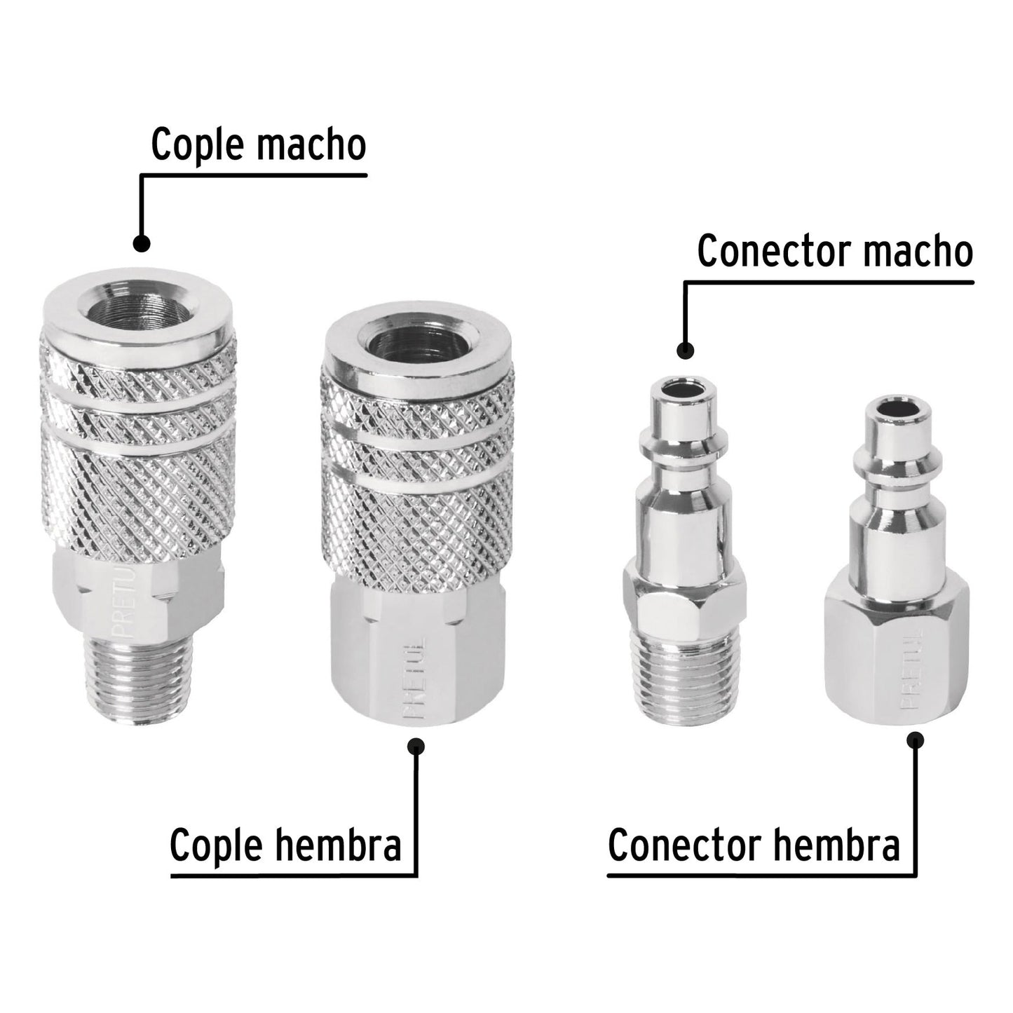 Juego de conectores rápidos 1/4 Pretul 27020