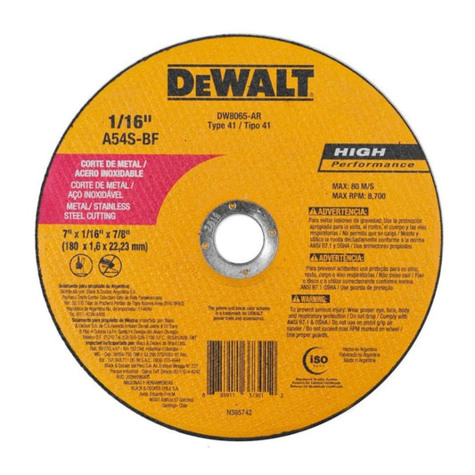 Disco corte de metal 7" x 1/16" x 7/8" Dewalt