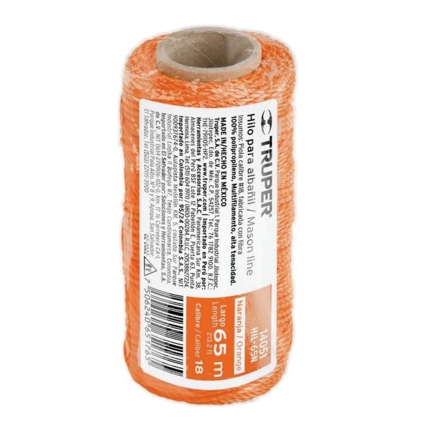 Hilo para albañil 65mt Naranja Truper 14051