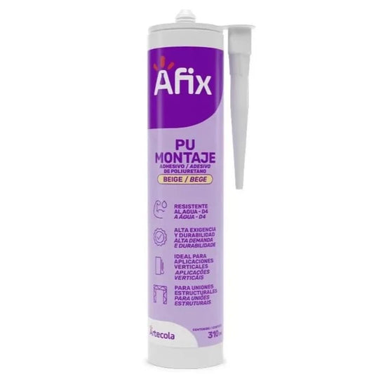 Adhesivo de poliuretano PU Montaje Beige Afix 310ml