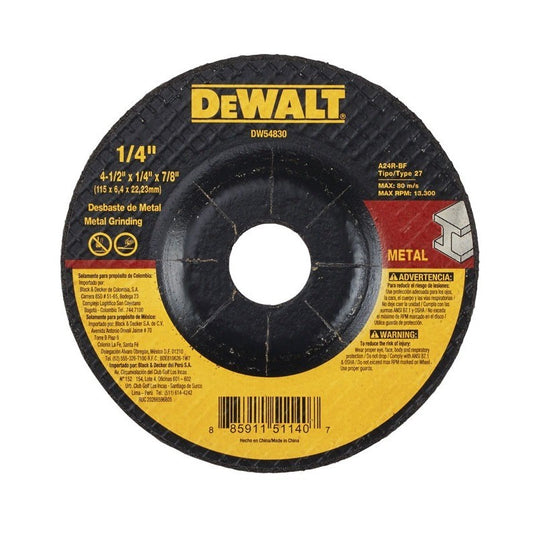 Disco desbaste metal 4 1/2" x 1/4" x 7/8" Dewalt